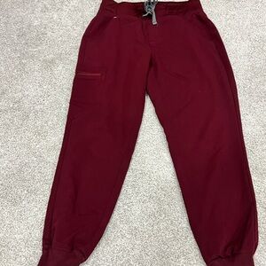 Figs Maroon Jogger Pants with Drawstring